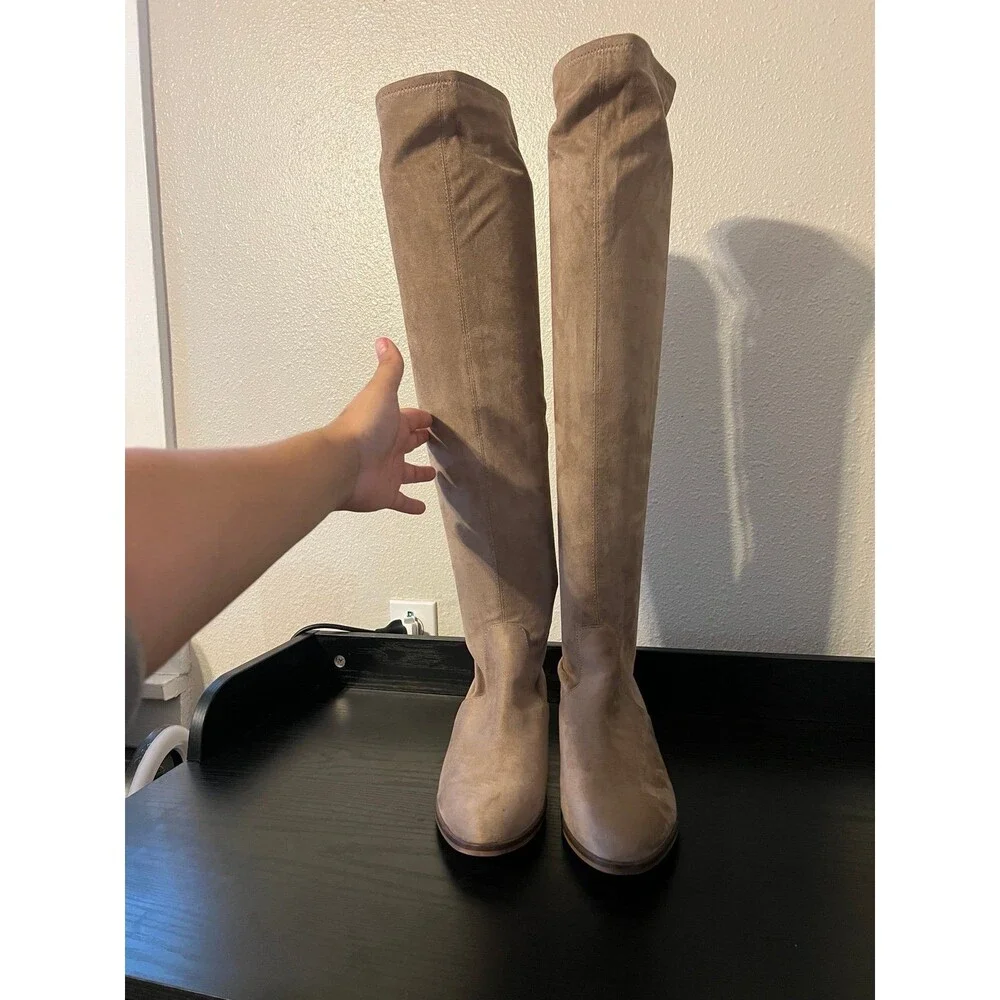 Steve Madden Taupe Georgette thigh high Boots Size 9.5